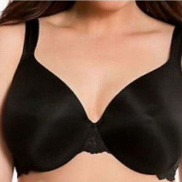 NEW Cacique Lane Bryant Womens Bra Smooth Satin Full Coverage Lace 46DDD Black - Picture 7 of 10